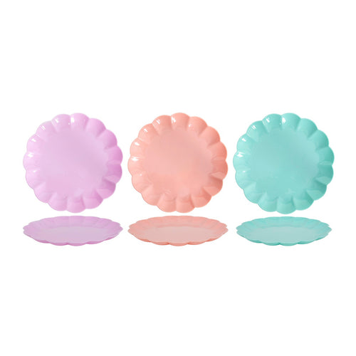 Scalloped Mint Coral Lilac Plate (25 cm)
