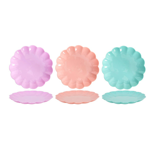 Scalloped Mint Coral Lilac Plate (22 cm)