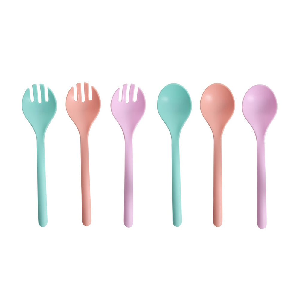 Mint Coral Lilac Salad Cutlery Set (26.5 cm)