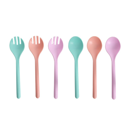Mint Coral Lilac Salad Cutlery Set (26.5 cm)
