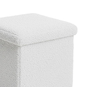 Ivory Crystal Bouclé Stool-Trunk (38 cm)