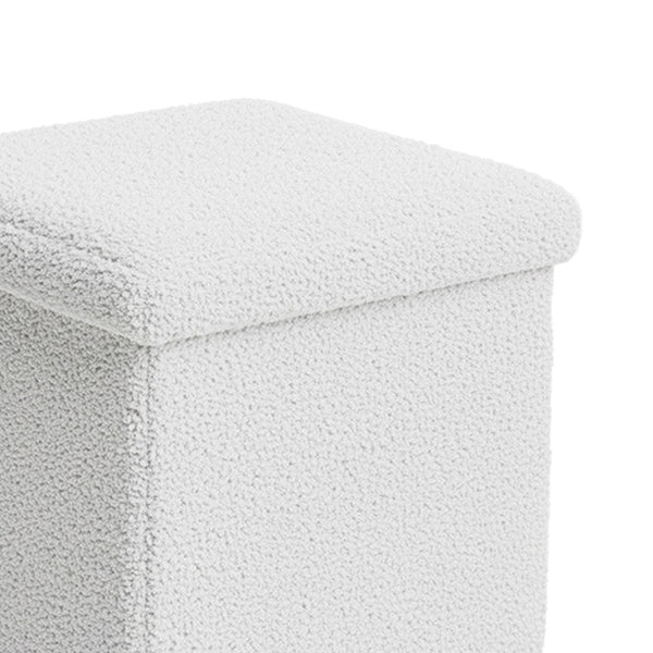 Ivory Crystal Bouclé Stool-Trunk (38 cm)