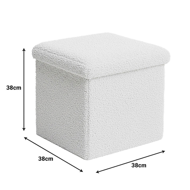 Ivory Crystal Bouclé Stool-Trunk (38 cm)
