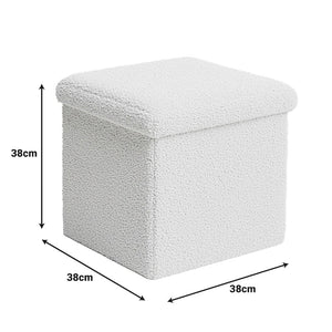 Ivory Crystal Bouclé Stool-Trunk (38 cm)