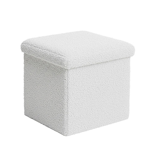 Ivory Crystal Bouclé Stool-Trunk (38 cm)