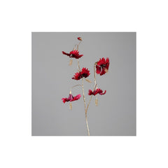 Hibiscus with five flowers and golden stem, 110 cm, red, 12/72