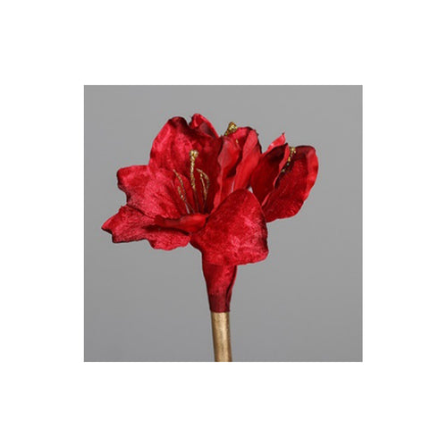 Amaryllis made of velvet with four flowers, 59 cm, 16/128