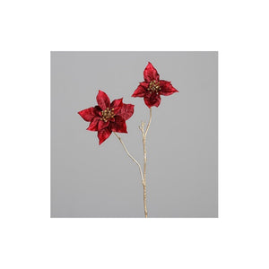 Poinsettia with two flowers, velvet, 61 cm, 24/192