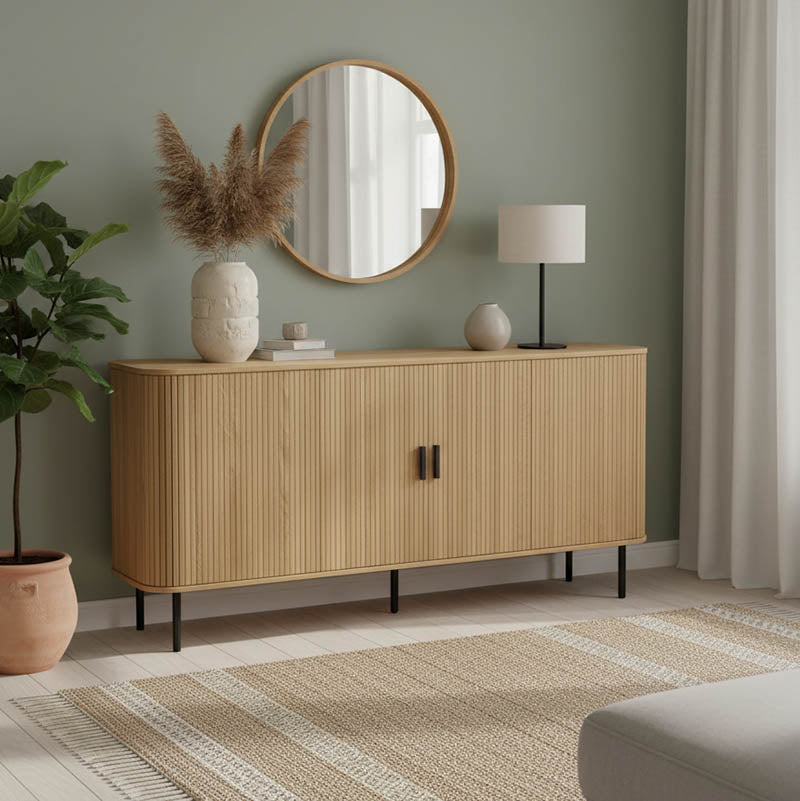 Scandi Natural Buffet with Black Legs (170 cm)