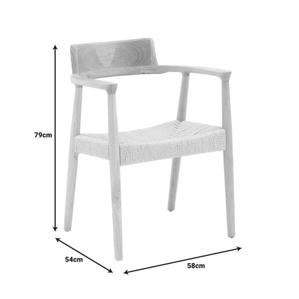 Jojene Natural Rubberwood And Rope Armchair (79 cm)