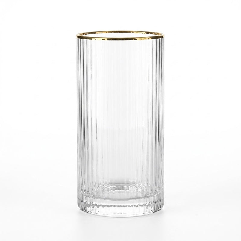 Ribbed Long Drink glass-Pack Of 4