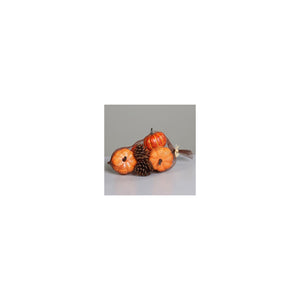 Autumn assortment in net with 4 pumpkins and 3 cones, price per net, 6 - 10 cm, 10 cm, assorted, 8/48