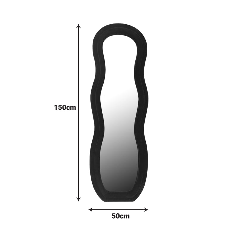 Glinde Black Velvet Irregular Wall Mirror (150 cm)