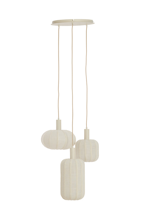 Hanging lamp 3L Ø38x34 cm TUFIA linen cream