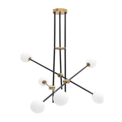 Metal Glass Ceiling 6 Lights (85 cm)