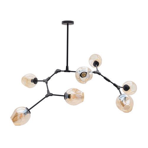 Metal Glass Ceiling 7 Lights (140 cm)