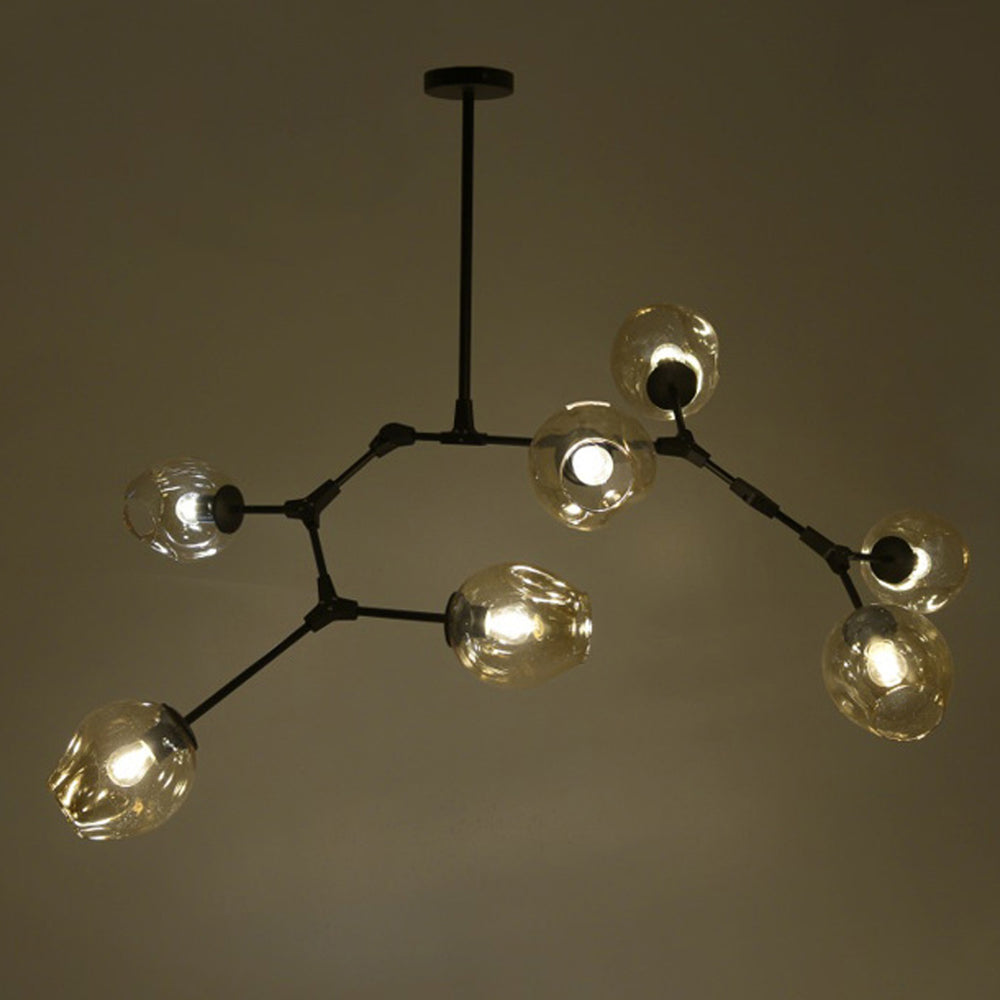 Metal Glass Ceiling 7 Lights (140 cm)