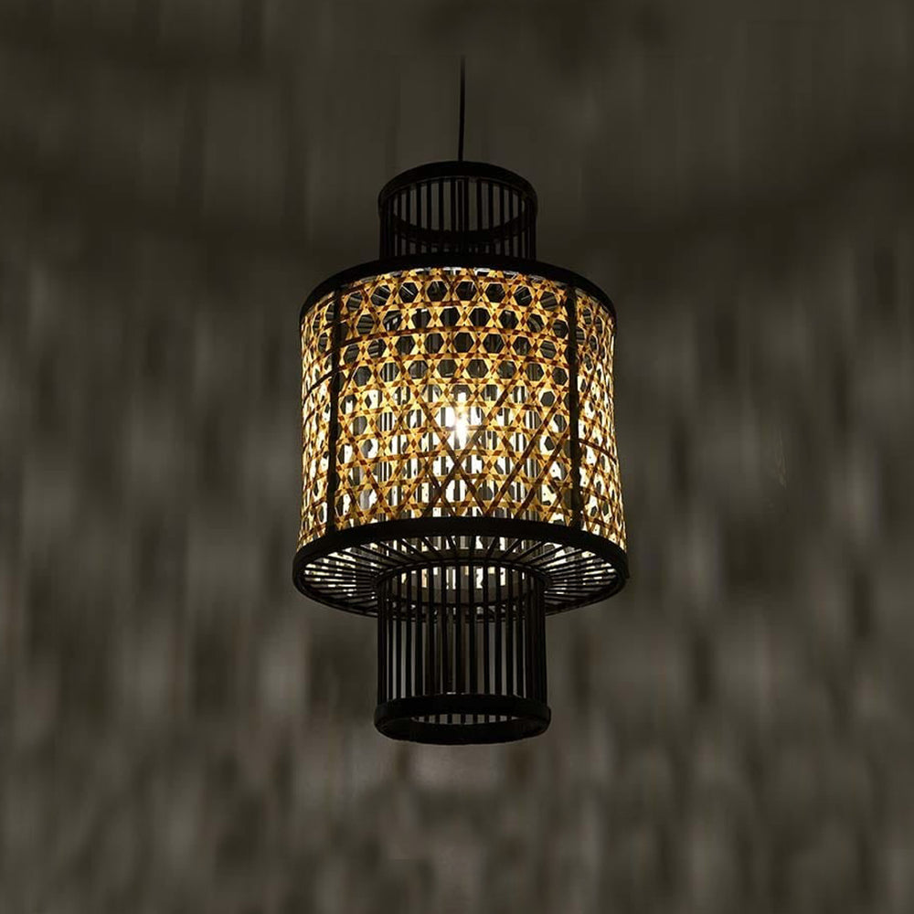 Natural Black Bamboo Ceiling Lamp