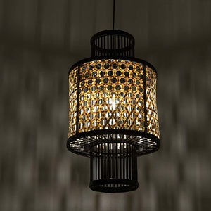 Natural Black Bamboo Ceiling Lamp