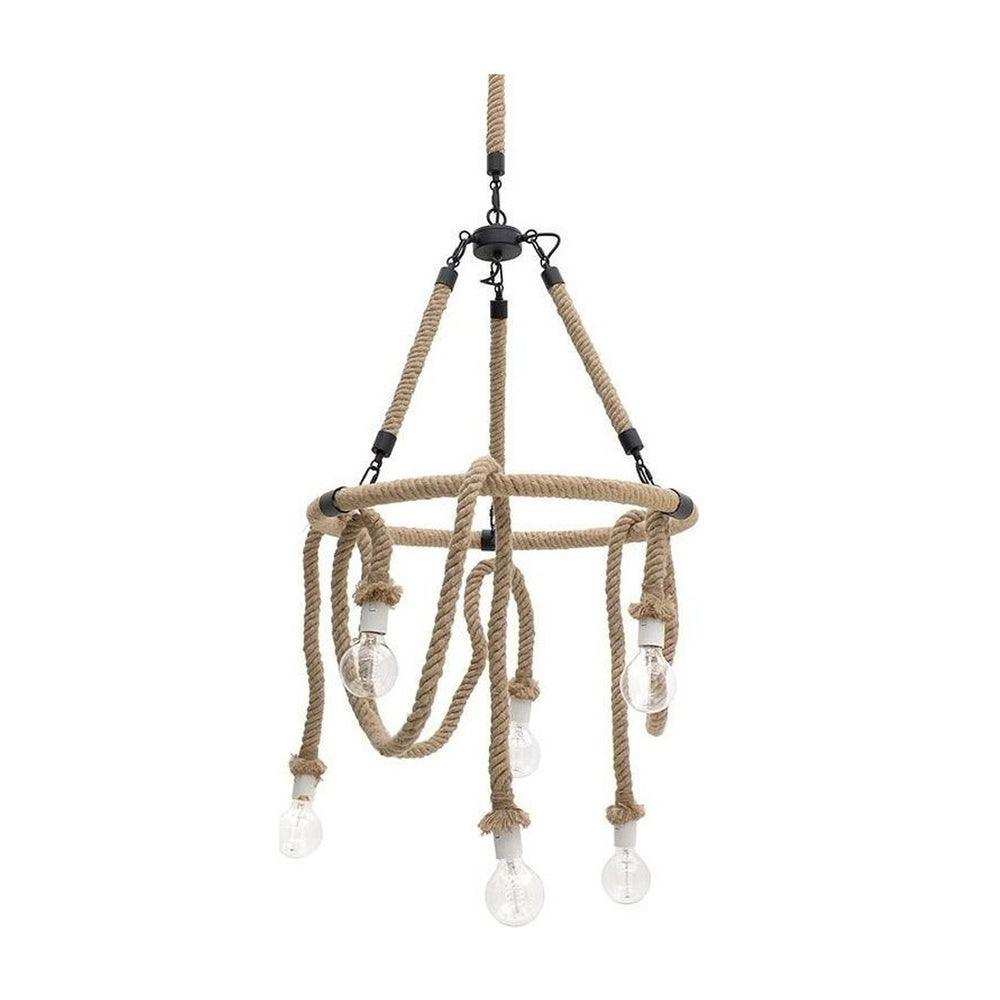 Beige Rope Ceiling Lamp 6 Lights (200 cm)