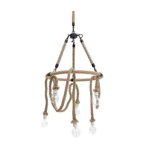 Beige Rope Ceiling Lamp 6 Lights (200 cm)