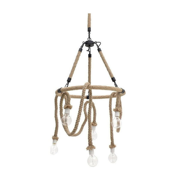 Beige Rope Ceiling Lamp 6 Lights (200 cm)