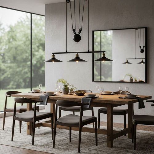 Black Metal Ceiling Lamp 3 Lights (100 cm)