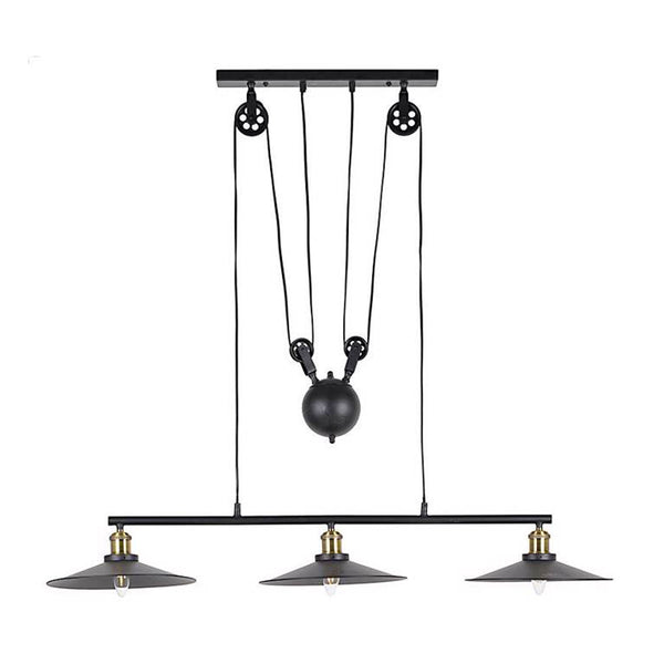 Black Metal Ceiling Lamp 3 Lights (100 cm)