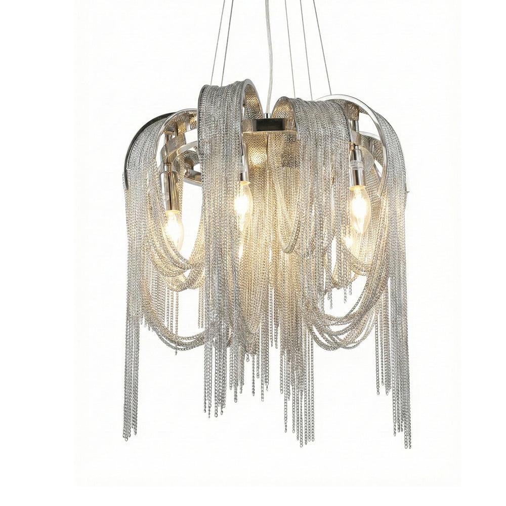 Silver Metal 5-Light Ceiling Lamp (44 cm)