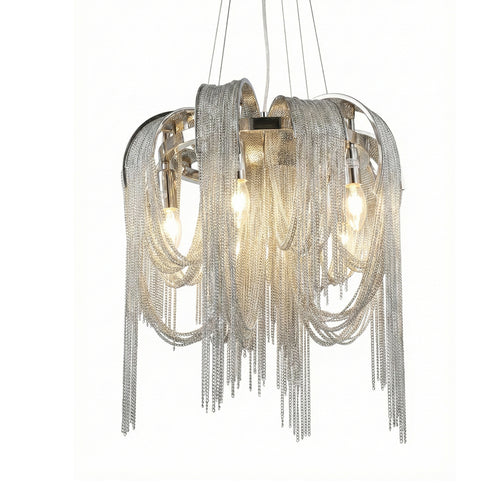 Silver Metal 5-Light Ceiling Lamp (44 cm)