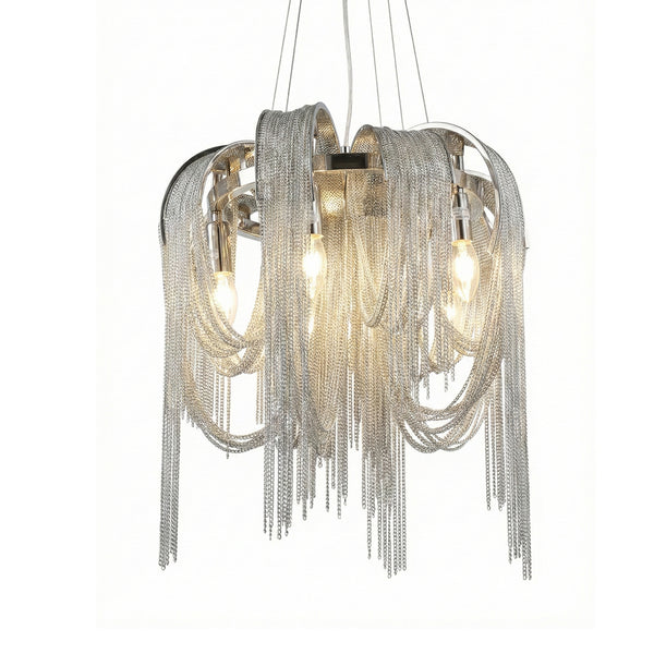 Silver Metal 5-Light Ceiling Lamp (44 cm)