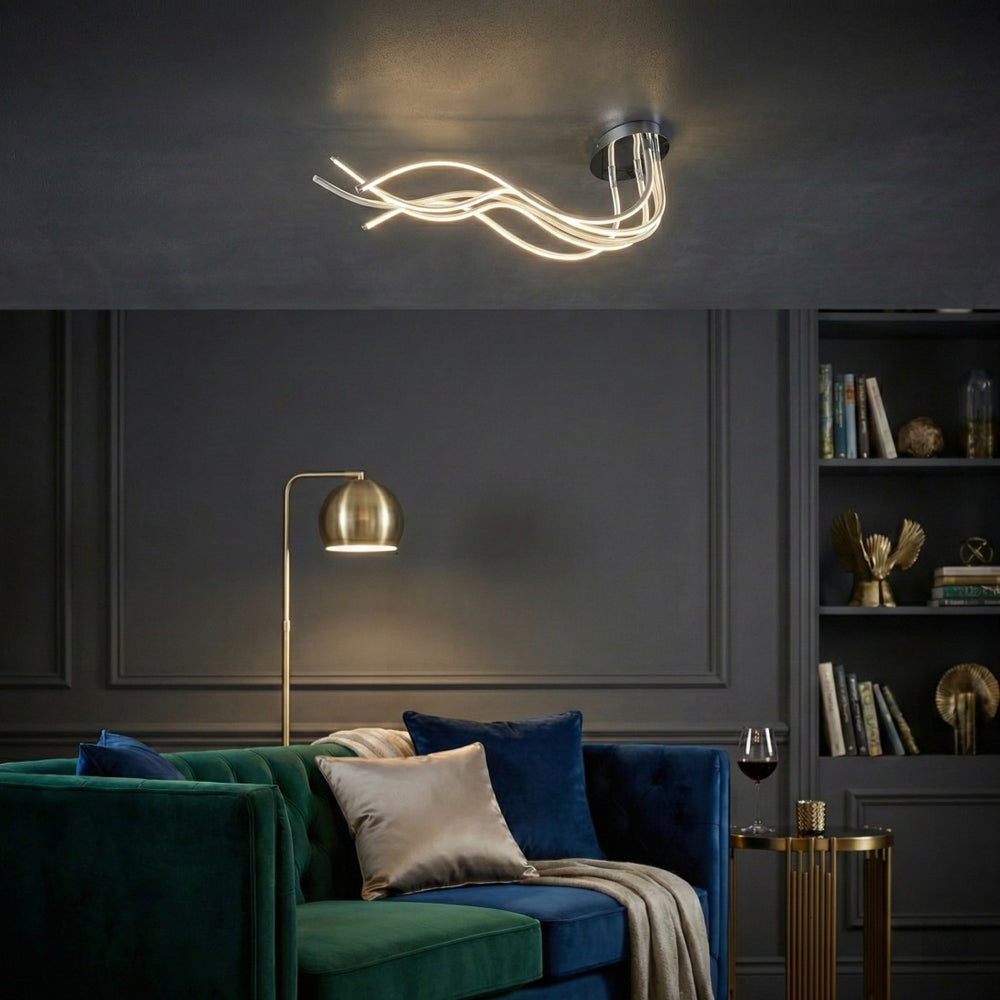 Silver LED Metal Ceiling Lamp (74 cm)