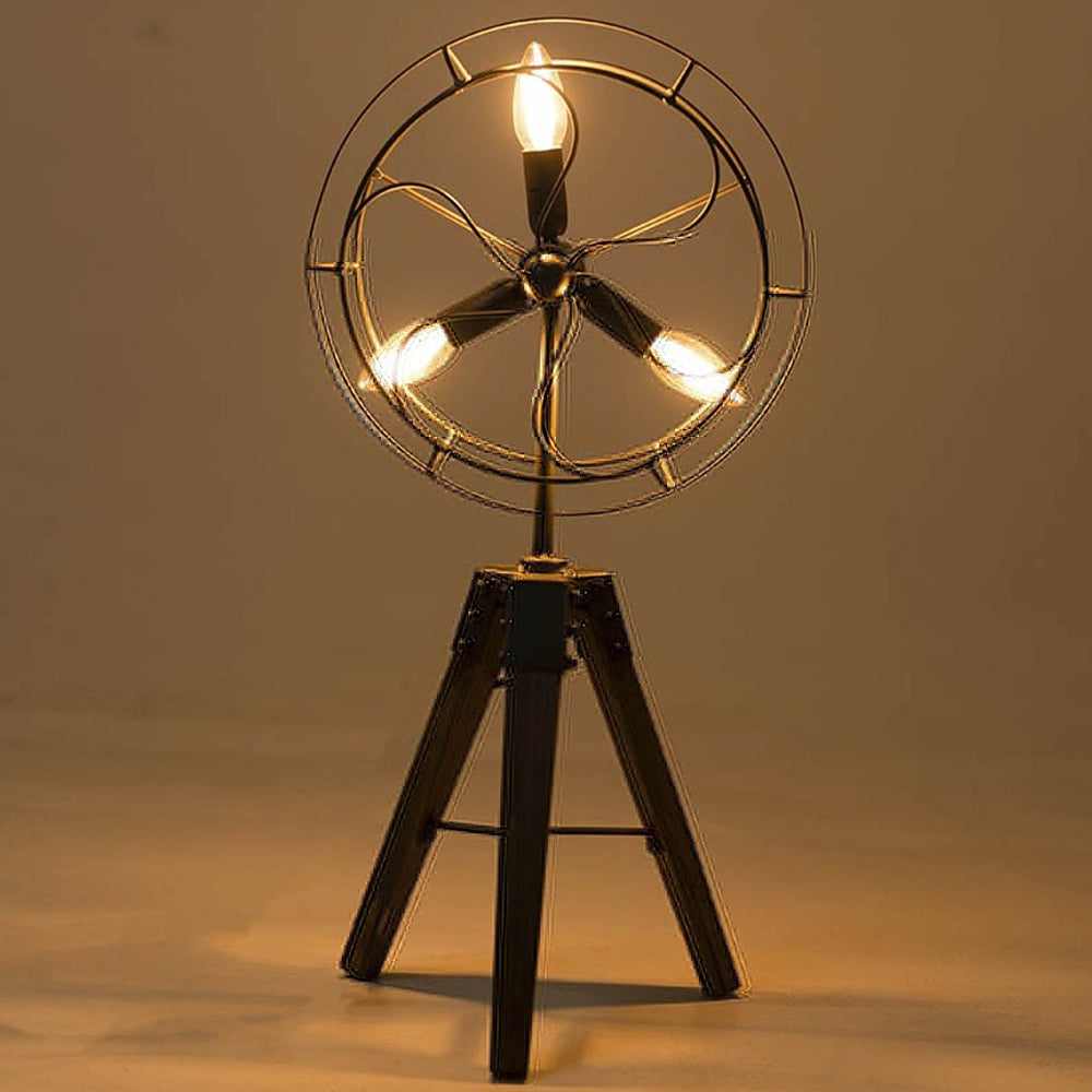 Metal Wooden Lamp With 3 Lights (68 cm)