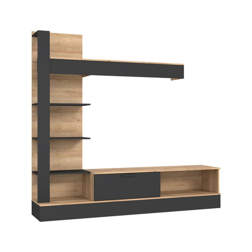 Dranko Black and Oak TV Unit Set (205 cm)