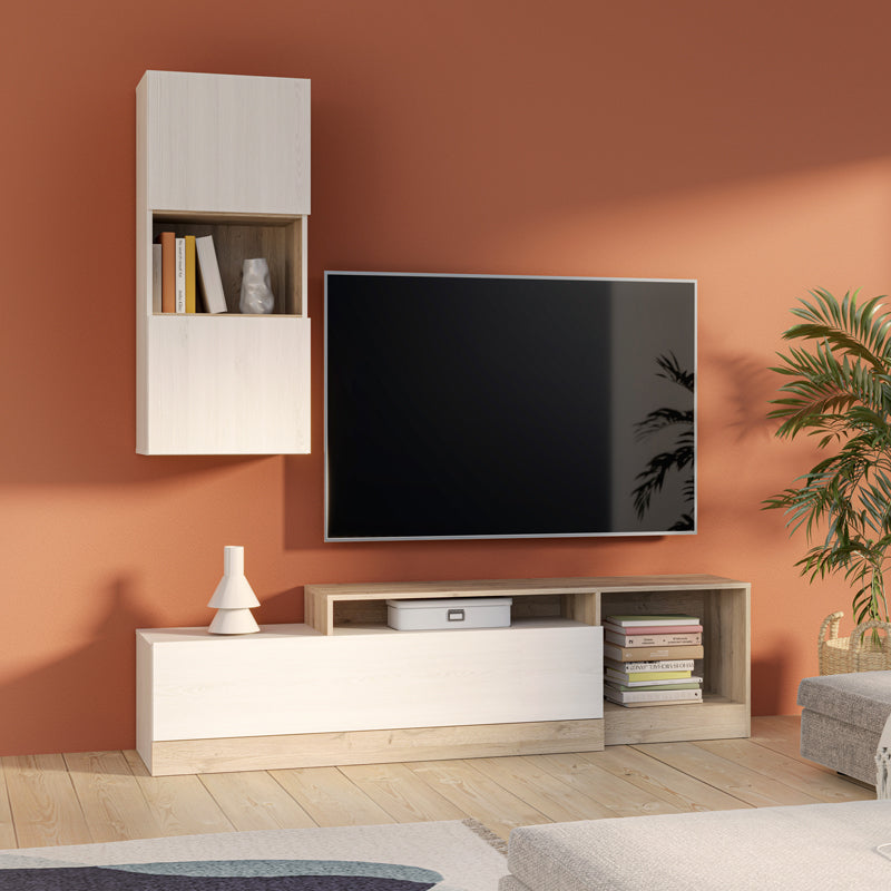 Halmi White Oak Living Room Wall Unit (190 cm)