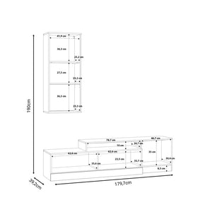 Halmi White Oak Living Room Wall Unit (190 cm)