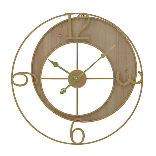 Gold Natural Metal Wood Clock (60 cm)
