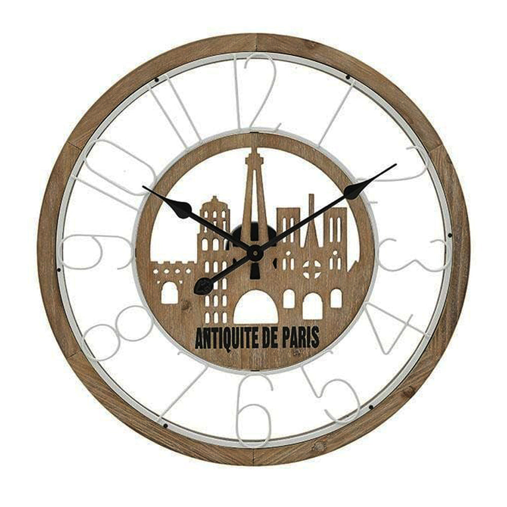 Natural White Wood Metal Wall Clock
