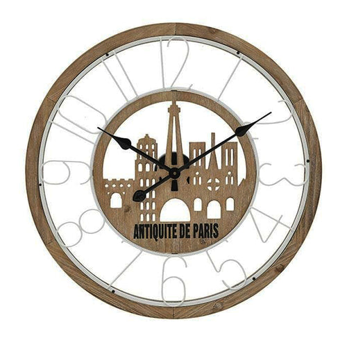 Natural White Wood Metal Wall Clock
