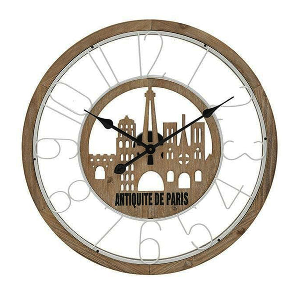 Natural White Wood Metal Wall Clock