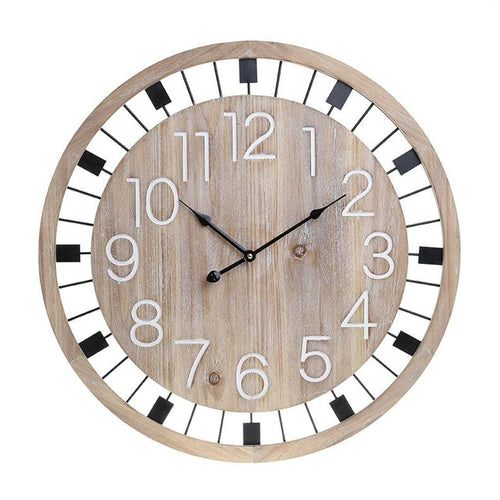 N&B Wooden Metal Clock