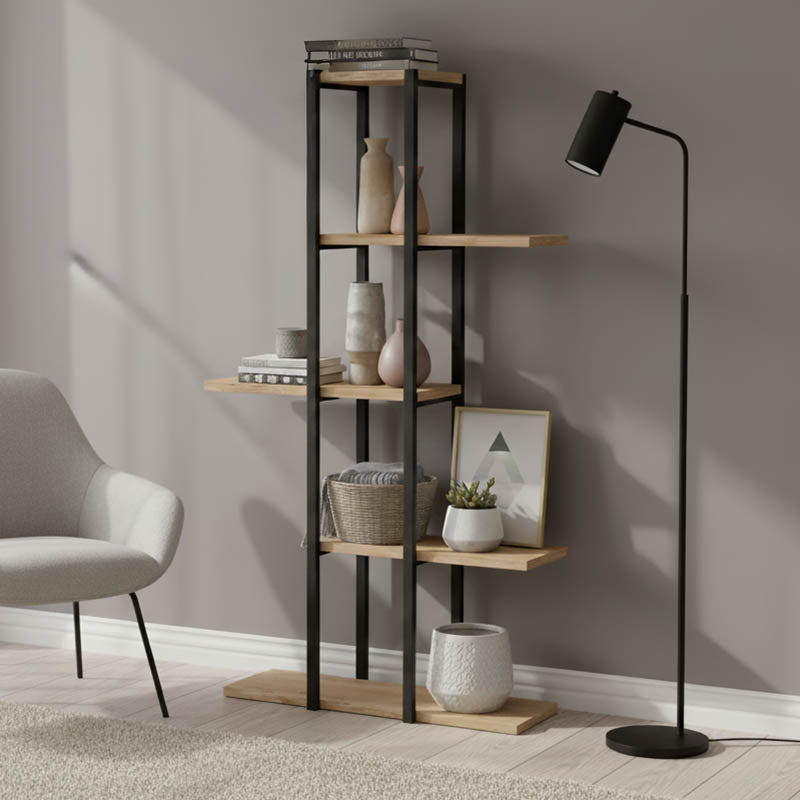 Ploko Oak And Black Floor Shelf (111 cm)