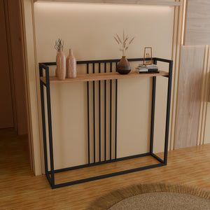 Oak Convida Console Table with Black Metal Frame (100 cm)