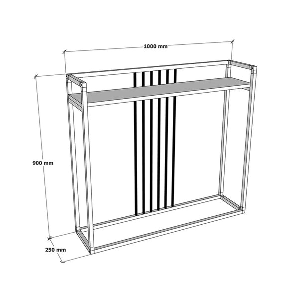 Anthracite Convida Console Table with Black Metal Frame (100 cm)