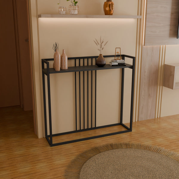 Anthracite Convida Console Table with Black Metal Frame (100 cm)
