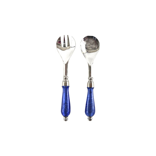 Blue Stainless Salad Servers x2