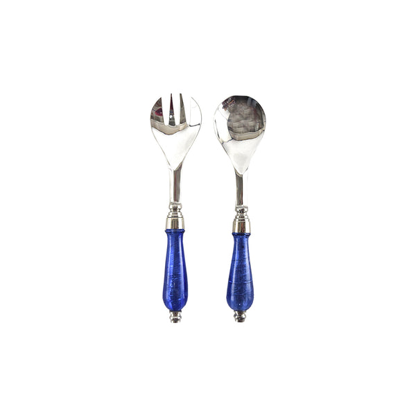 Blue Stainless Salad Servers x2