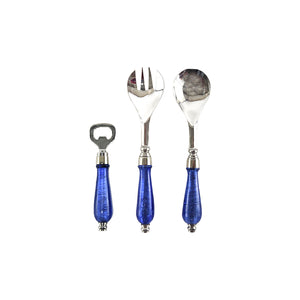 Blue Stainless Salad Servers x2