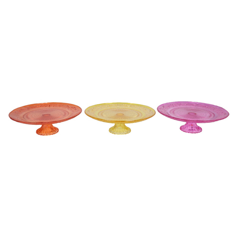 Orange Mix Footed Glass Plate (25 cm)