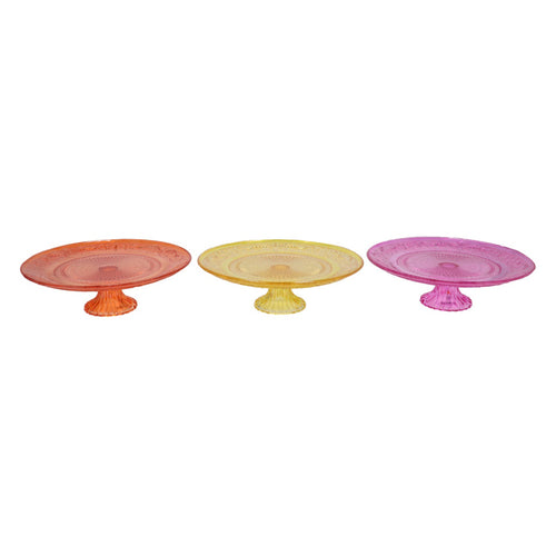 Orange Mix Footed Glass Plate (25 cm)